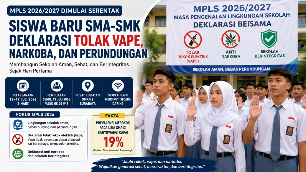 MPLS serentak di Jatim, siswa baru dibekali komitmen anti vape dan narkoba. (ChatGPT)