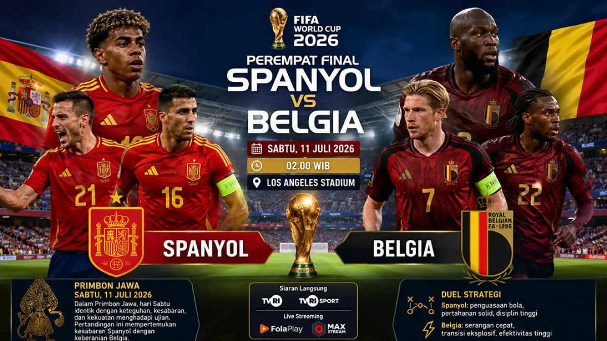 Primbon Jawa Sabtu 11 Juli 2026: Isyarat duel Sengit Spanyol vs Belgia. (ChatGPT)