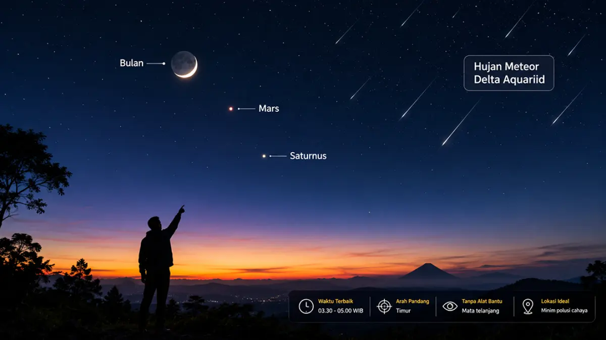 Jangan Lewatkan Bocoran Langit 12 Juli 2026, Ada Konjungsi Bulan dan Mars. (ChatGPT)