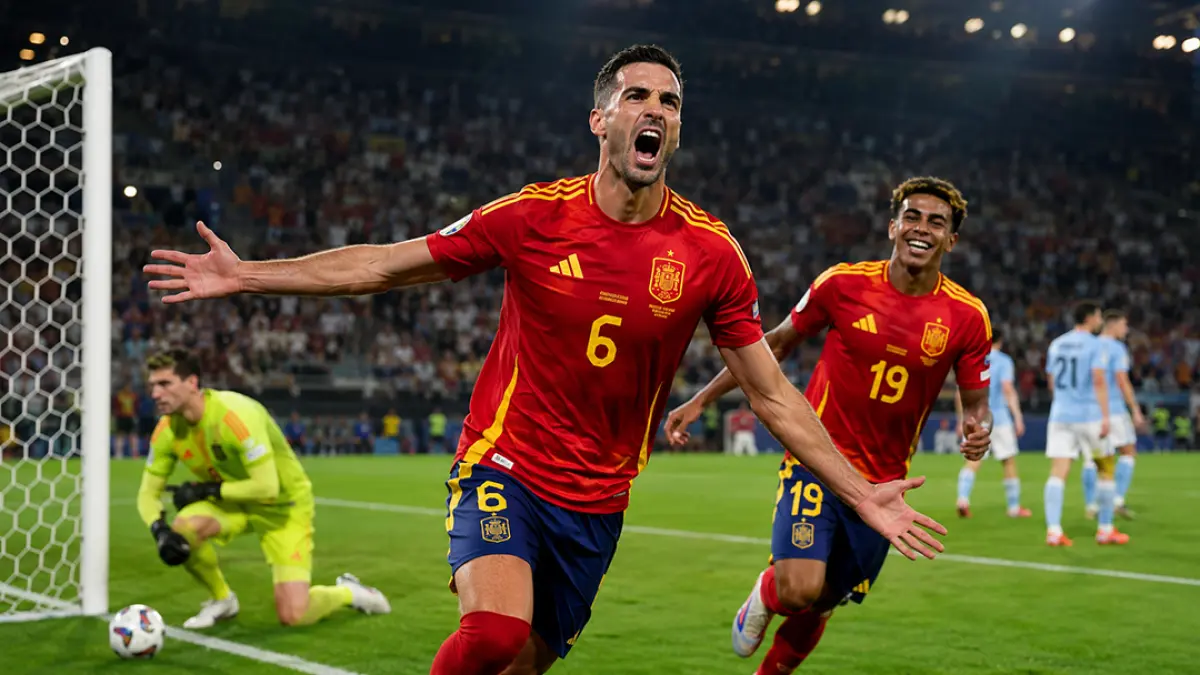 Mikel Merino Pecahkan Kebuntuan, La Furia Roja Singkirkan Belgia 2-1. (Ilustrasi ChatGPT)