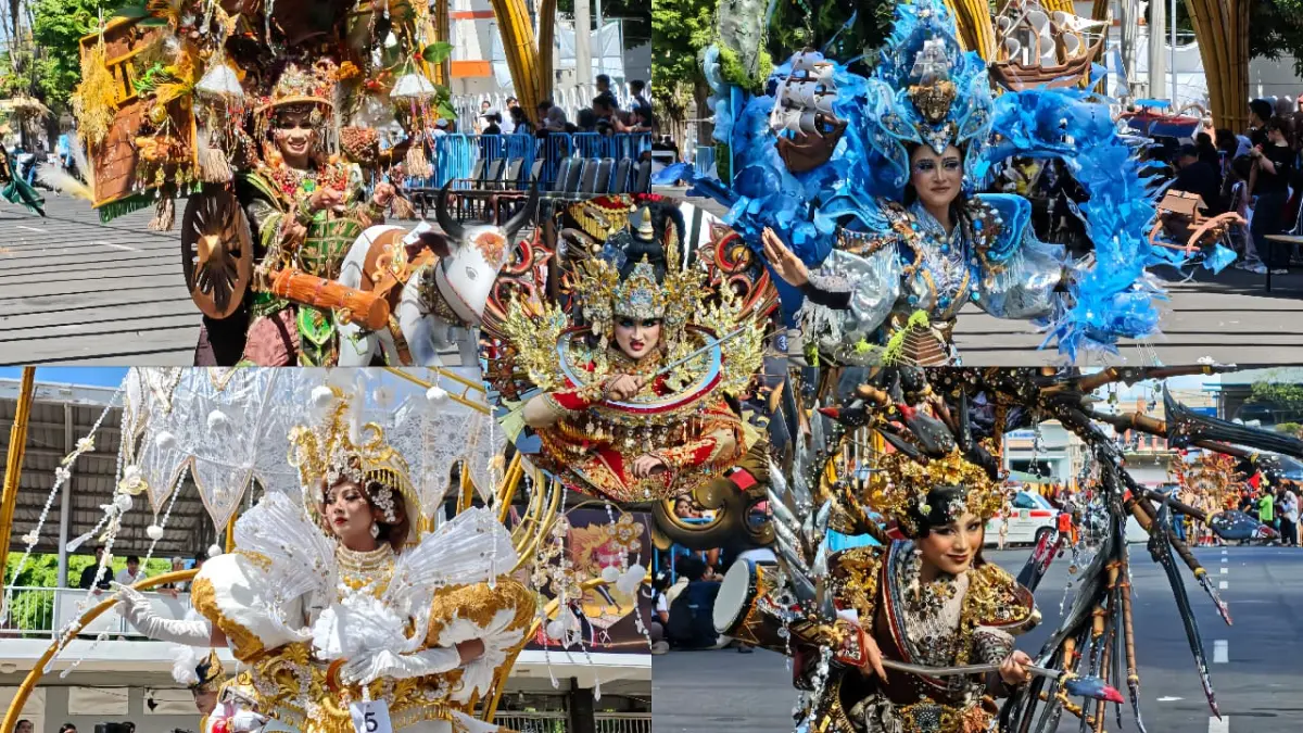 Banyuwangi Ethno Carnival 2026 mengangkat tema Perang Bayu: The Great War of Blambangan. (Lugas Rumpakaadi/Radar Banyuwangi)