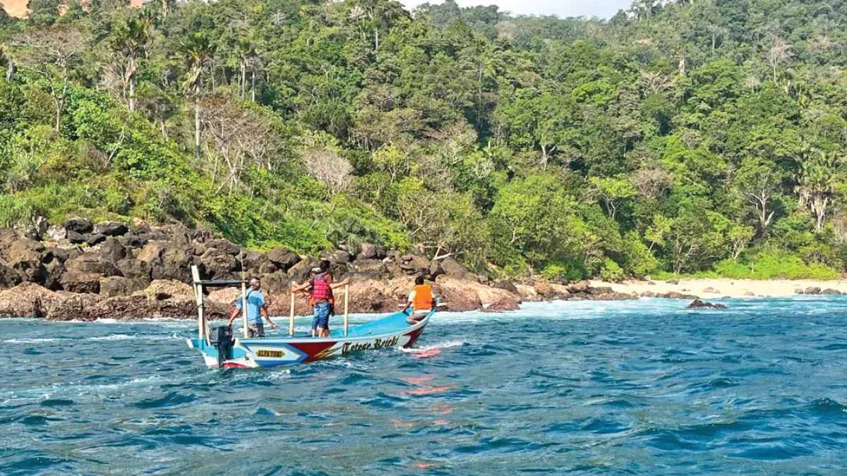 OMBAK BESAR: Kondisi Ombak besar di perairan Pancer, Desa Sumberagung, Kecamatan Pesanggaran. (Wayan for Radar Banyuwangi)
