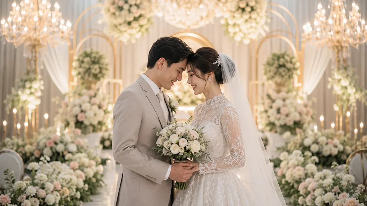 Tanggal baik menikah Agustus 2026 tersedia pada 8, 23, 28, dan 30 Agustus. Simak pilihan tanggal cantik 08/08/2026 dan tips memilih hari nikah. (Ilustrasi ChatGPT)