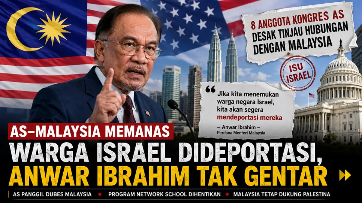Anwar Ibrahim tak gentar ditekan AS, Malaysia tetap usir warga negara Israel. (Ilustrasi ChatGPT)