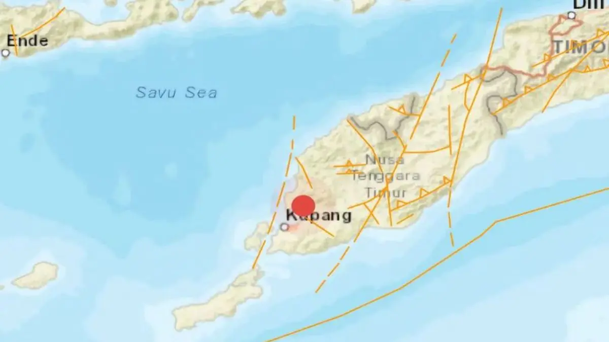 Tangkapan layar, Lokasi gempa bumi di Kabupaten Kupang, Minggu (26/7/2026). (ANTARA)