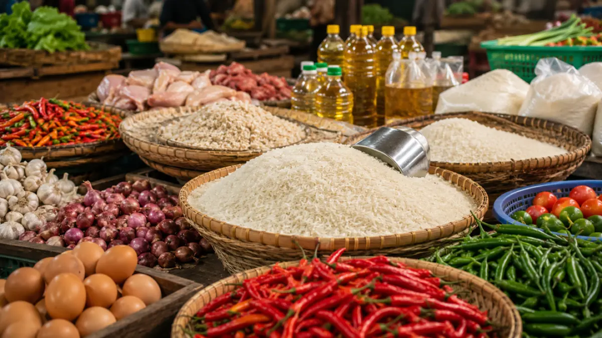 Harga Pangan Hari Ini: Beras Stabil, Cabai Turun, Minyak Goreng Justru Naik. (ChatGPT)