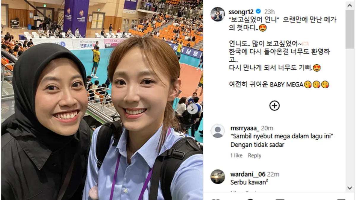 Han Song Yi Sambut Hangat Megawati di Korea, Sebut Masih Imut Baby Mega. (Instagram @ssongr12)
