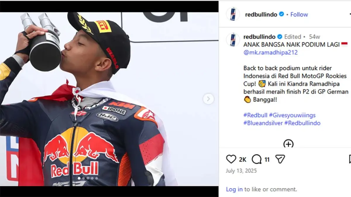 Kiandra Ramadhipa Punya Panutan di MotoGP, Sosoknya Pebalap Jepang. (Instagram @redbullindo)