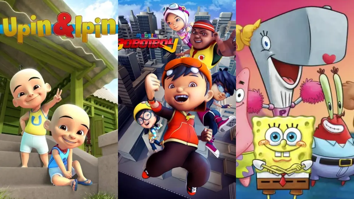 Upin Ipin, SpongeBob SquarePants, dan BoBoiBoy tetap menjadi kartun favorit keluarga. (IMDb)