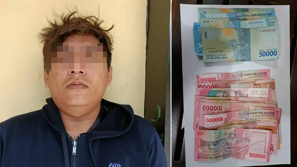 MODUS BEGAL: Terduga pelaku melaporkan dirinya menjadi korban pencurian dengan kekerasan (curas) di kawasan persawahan Kelurahan Pakis, Banyuwangi. (Foto: Polresta Banyuwangi)