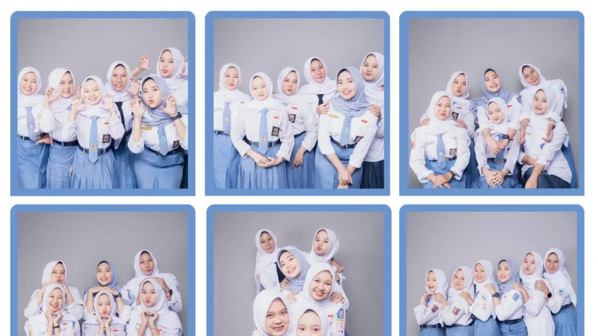 Foto studio bersama teman menjadi tren di kalangan pelajar menjelang kelulusan. (Balquisse untuk Radar Banyuwangi)