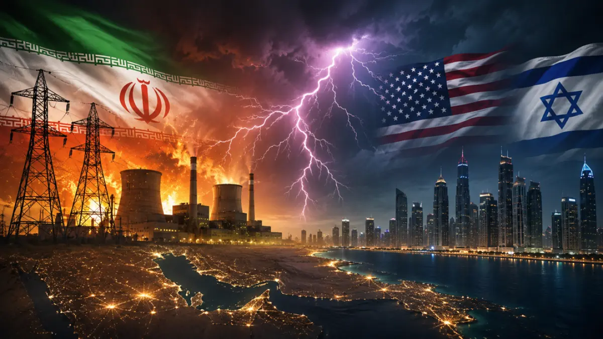 Iran mengancam memadamkan listrik negara-negara Teluk jika AS atau Israel menyerang pembangkitnya. Saudi, UEA, dan Qatar berupaya cegah eskalasi. (Ilustrasi ChatGPT)