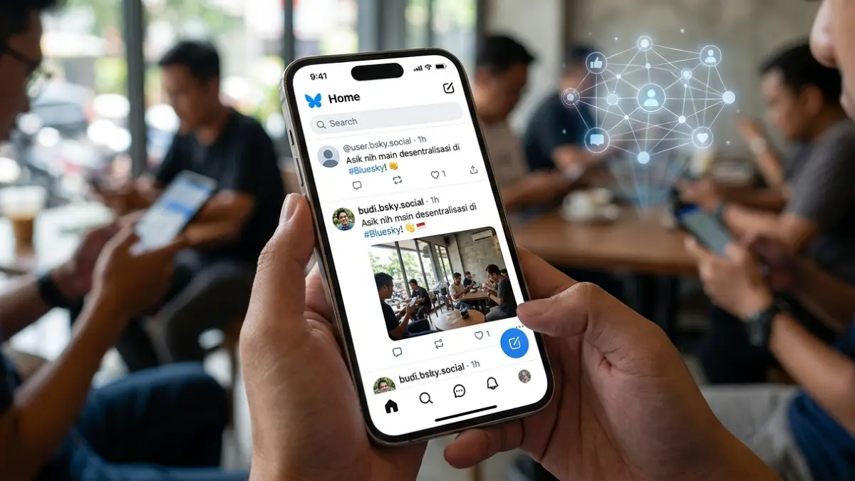Aktivitas pengguna aplikasi Bluesky dilaporkan menurun dalam setahun terakhir. Di tengah tren tersebut, perusahaan terus mengembangkan AT Proto dan sejumlah layanan baru untuk memperluas ekosistem jejaring sosialnya. (Gemini AI)