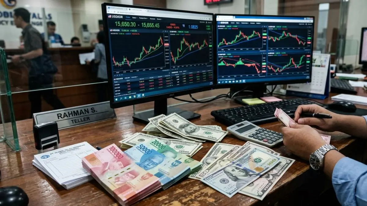 Nilai tukar rupiah ditutup melemah 16 poin menjadi Rp17.877 per dolar AS pada perdagangan Rabu. Pasar masih mencermati sentimen geopolitik dan data ekonomi Amerika Serikat. (Gemini AI)