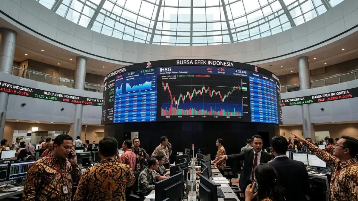 Pergerakan Indeks Harga Saham Gabungan (IHSG) di Bursa Efek Indonesia (BEI). IHSG menguat 1,69 persen ke level 6.373,85 pada perdagangan Rabu (12/8), didorong aksi bargain hunting dan sejumlah sentimen positif dari pasar domestik maupun global. (Gemini AI)