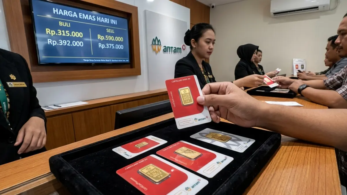 Harga emas batangan Antam mengalami kenaikan Rp20.000 menjadi Rp2,7 juta per gram pada Kamis pagi. Harga buyback juga naik menjadi Rp2,546 juta per gram. (Gemini AI)