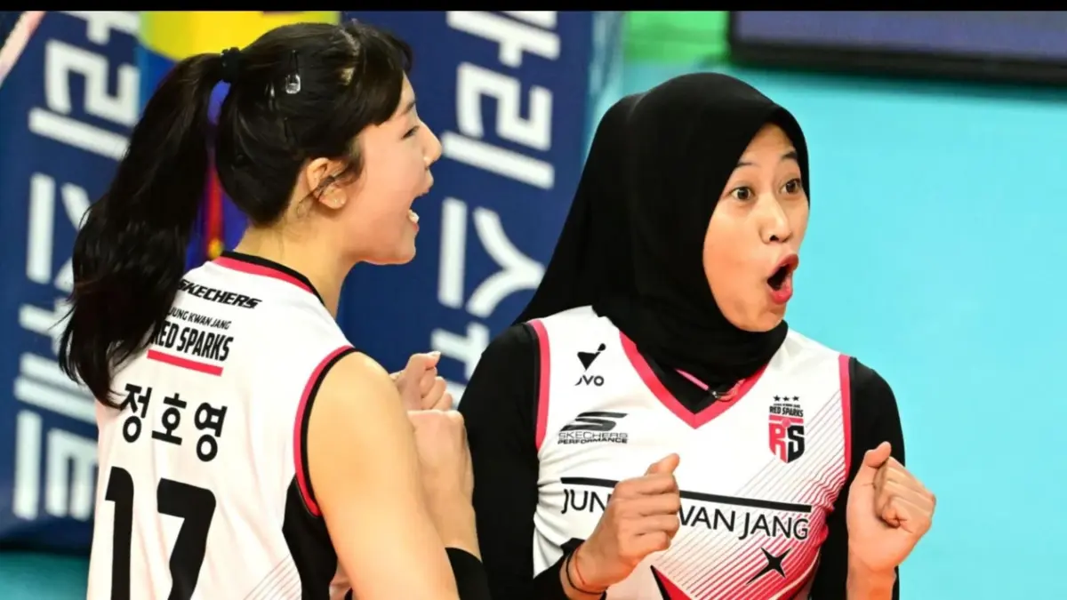 Megawati Hangestri dan Kim Da-in kini menjadi tandem Hyundai Hillstate. Dari rival, keduanya harus membangun chemistry untuk V-League 2026/2027. (Pinterest)