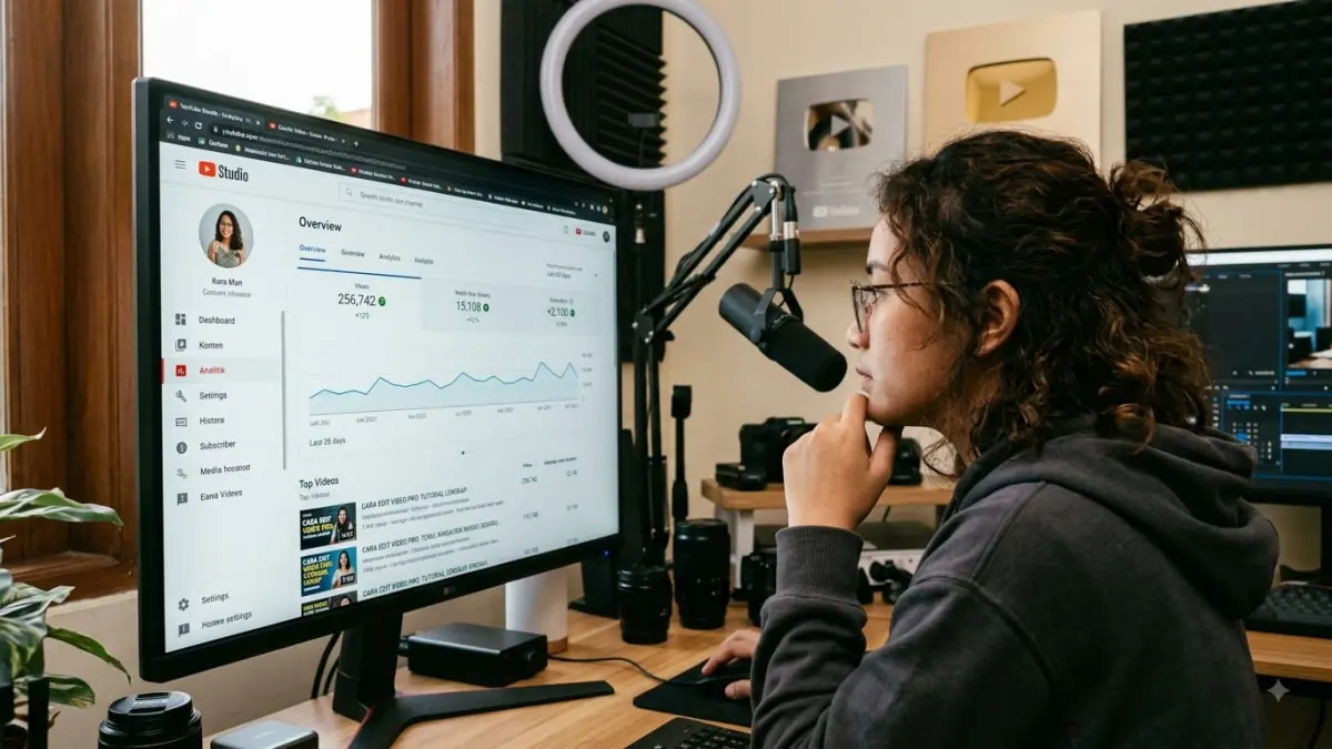 YouTube akan mengubah sistem penghitungan view mulai 24 Agustus 2026, sementara kreator tetap dapat menggunakan YouTube Studio Analytics untuk membaca performa dan keterlibatan penonton. (Gemini AI)