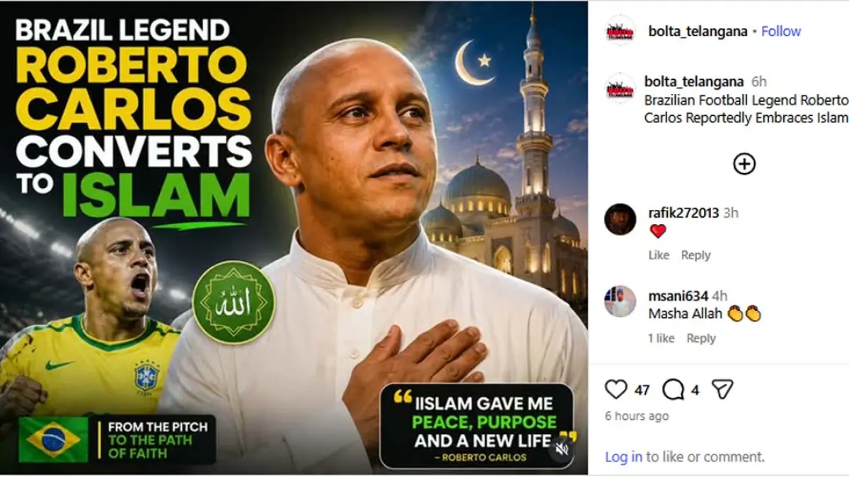 Legenda sepak bola Brasil, Roberto Carlos, disebut-sebut masuk Islam. (Instagram @bolta_telangana)