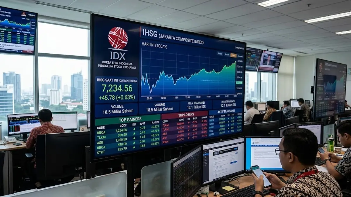 Pergerakan IHSG pada perdagangan Rabu, 19 Agustus 2026, dibayangi sikap wait and see investor terhadap keputusan Bank Indonesia. (Gemini AI)