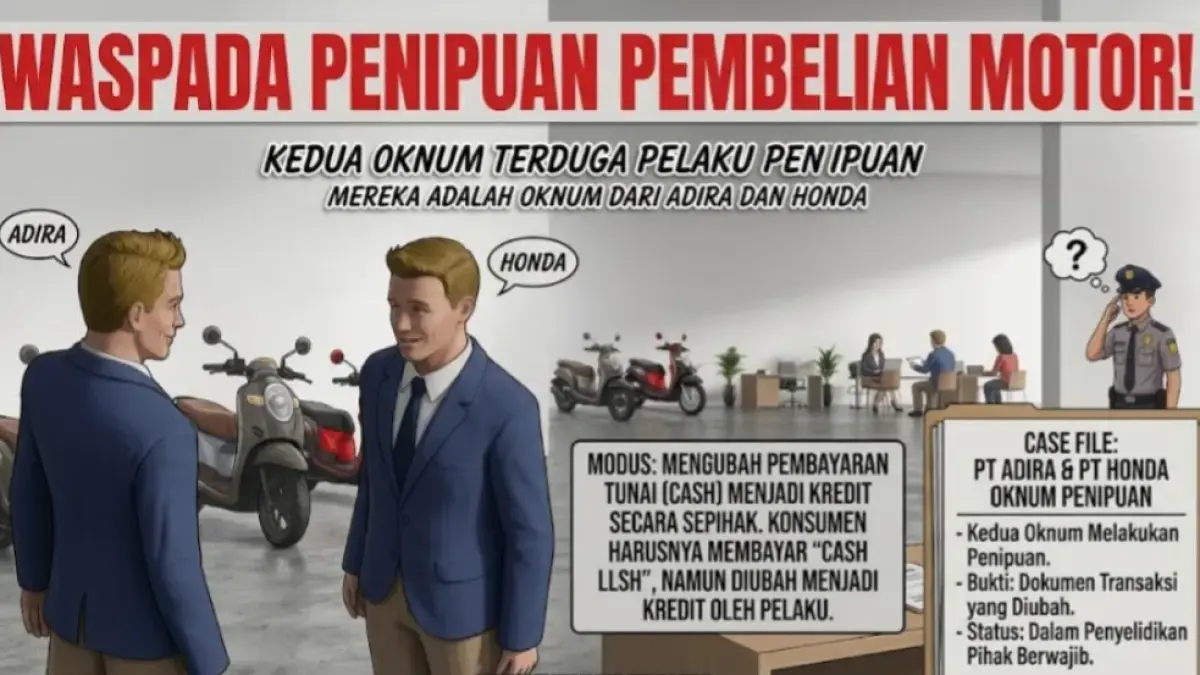 Dugaan penipuan oknum Adira Finance dan Honda.(Ilustrasi AI - Kalteng Pos)