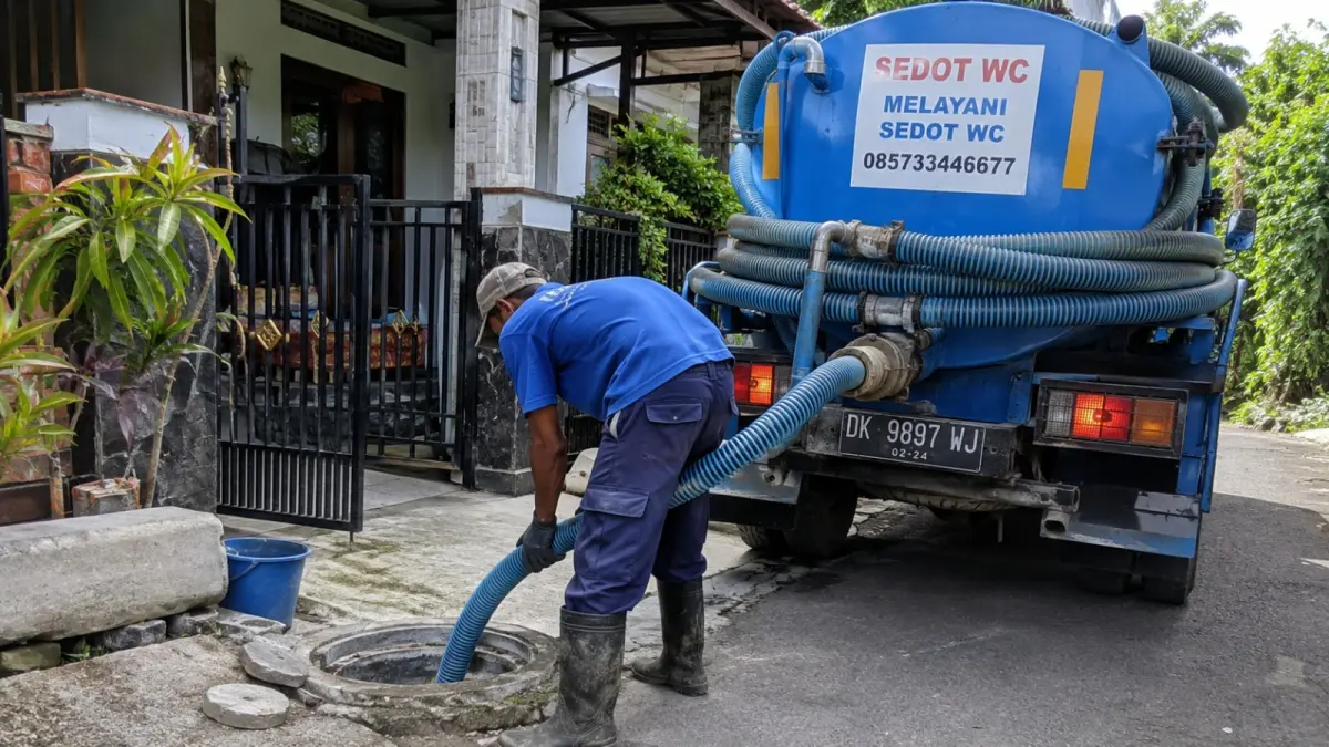 Perawatan dan penyedotan septic tank secara berkala menjadi bagian penting dalam menjaga sanitasi rumah tangga dan mencegah risiko pencemaran lingkungan. (ChatGPT)