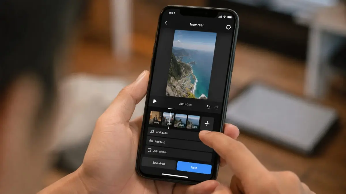Fitur First Draft Instagram membantu pengguna iPhone menyusun video Reels secara otomatis dari beberapa klip dalam waktu kurang dari 10 detik. (ChatGPT)