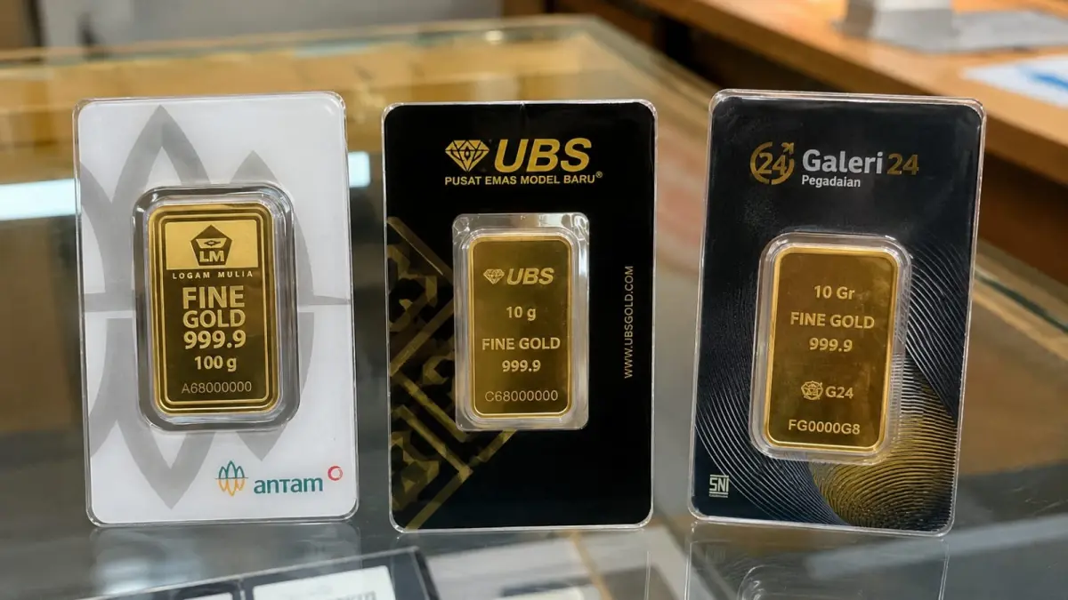 Harga emas Galeri24, Antam, dan UBS di Pegadaian mengalami penurunan pada Kamis berdasarkan data pukul 10.49 WIB. (ChatGPT)