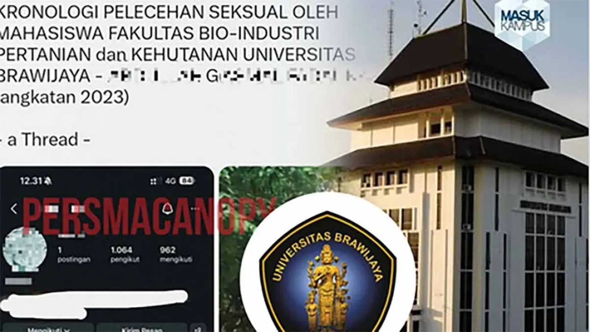 Kasus dugaan kekerasan seksual elektronik menyeret mahasiswa UB berinisial RAS. Ia dicopot dari jabatan, sementara gelar Mawapres didesak dicabut. (Instagram @masukkampus)