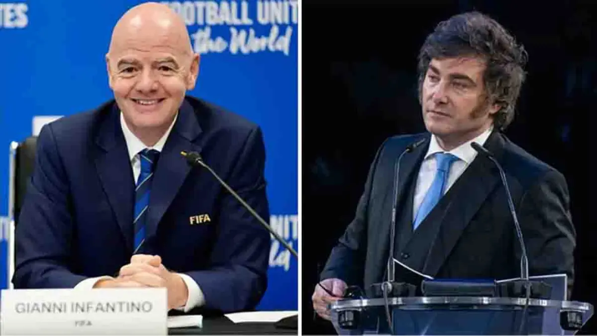 Gianni Infantino dan Javier Milei dalam sebuah acara. (Sumber: IG @javiermilei dan @gianni_infantino)