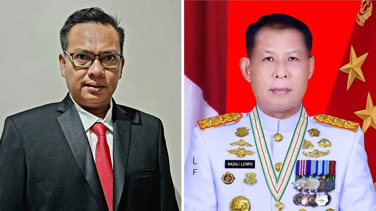 Budi Kurniawan S., A.M.d., S.T., S.H. (kiri) dan Laksamana Muda TNI (Purn) Dr. H. Nazali Lempo, S.H., M.H., M.Tr.Opsla., CHRMP. (kanan)