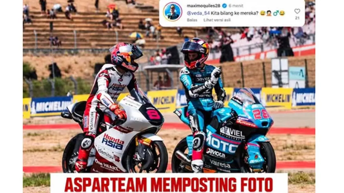 Veda Pratama muncul di akun Aspar Team bersama Maximo Quiles. (Facebook @Lombok Grand Prix