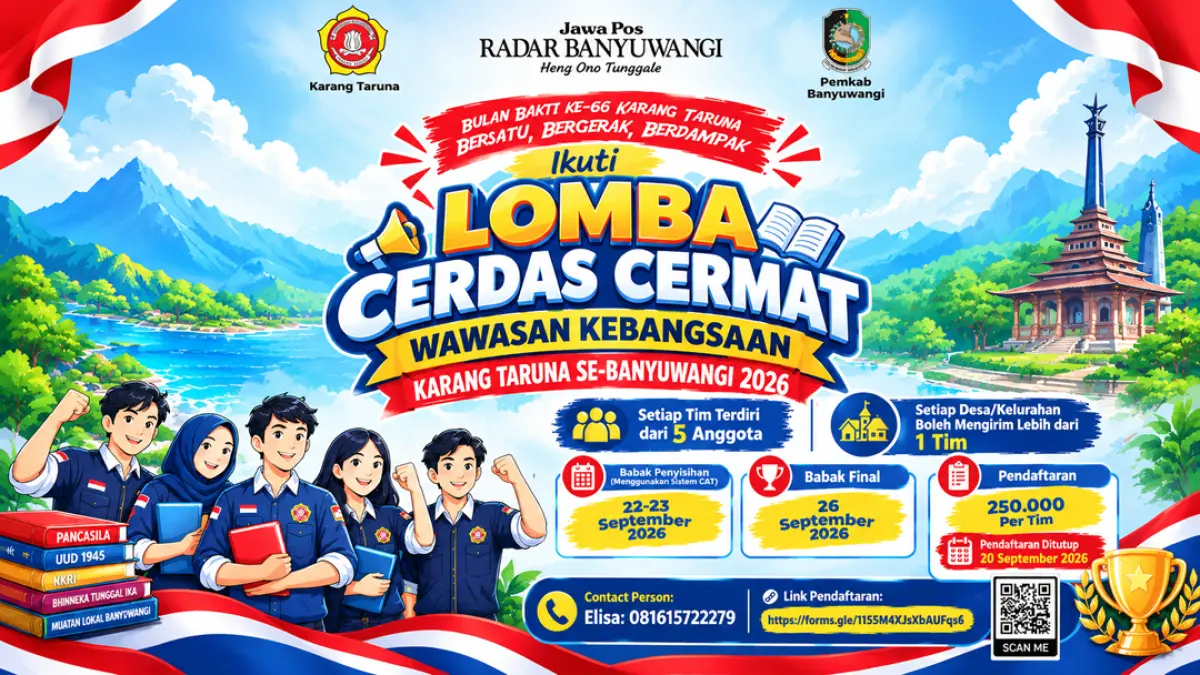 LCC Wawasan Kebangsaan Karang Taruna 2026 Banyuwangi diperkirakan bakal diikuti 217 desa dan kelurahan. (ChatGPT)