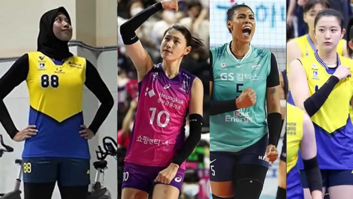 Megawati Hangestri setinggi 186 cm dan masuk jajaran pemain tinggi V-League Korea. Simak perbedaan postur pemain berdasarkan posisi. (Kolase)