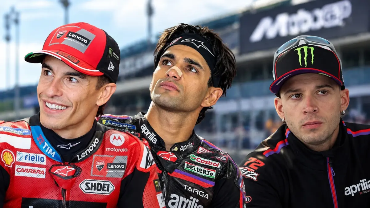 Jorge Martín, Marc Márquez, dan Marco Bezzecchi menjadi tiga pembalap teratas yang bersaing ketat dalam perebutan gelar MotoGP 2026 menjelang seri San Marino di Misano. (ChatGPT)