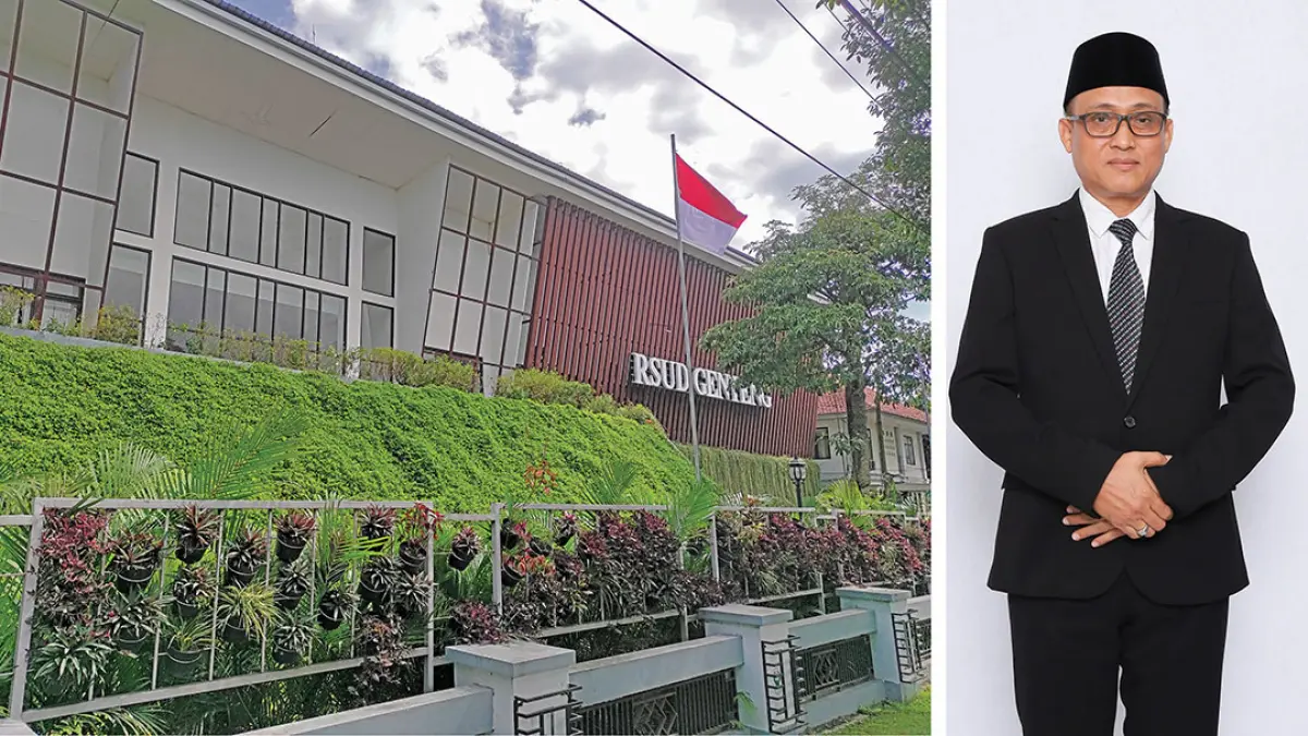 Gedung utama RSUD Genteng, Banyuwangi. (Insert) Direktur RSUD Genteng  dr Sugiyo.
