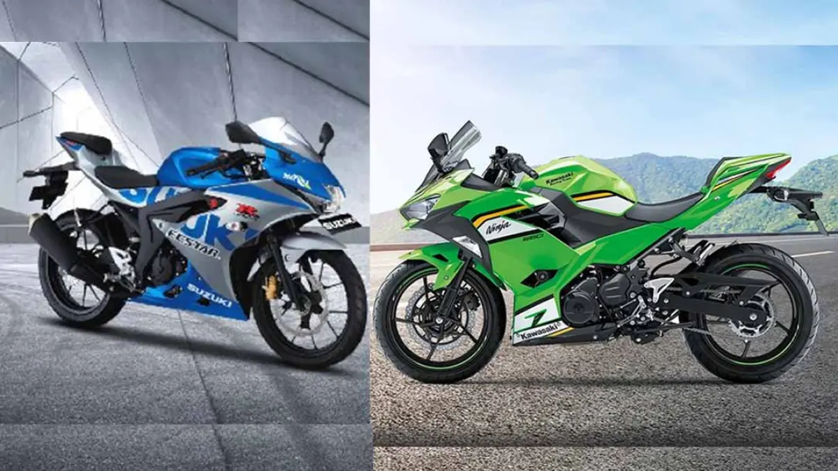 Suzuki GSX R150 (kiri) dan Kawasaki Ninja 250 (kanan). (OTO)