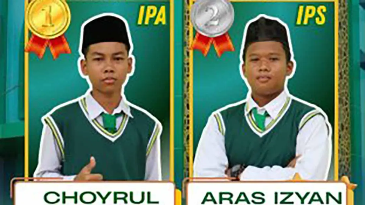 Dua siswa MTsN 1 Batang Hari juara OMI 2026 tingkat kabupaten dan melaju ke Provinsi Jambi. Choyrul juara IPA, Aras juara IPS. (mtsn1batanghari.mdrsh.id)