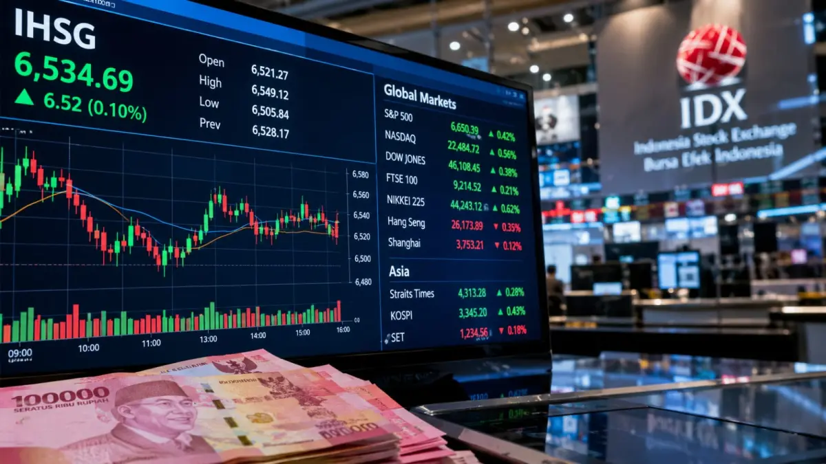 Pergerakan IHSG, rupiah, dan harga emas menjadi perhatian investor pada perdagangan Selasa, 15 September 2026 di tengah penantian keputusan The Fed dan tingginya harga minyak dunia. (ChatGPT)