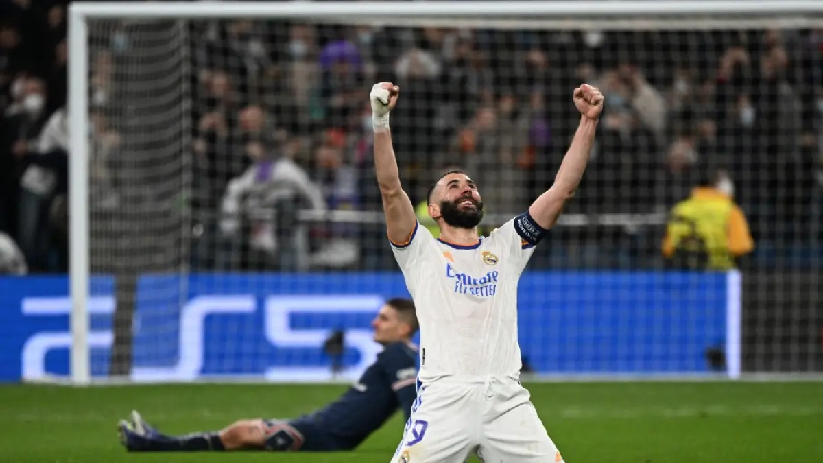 Karim Benzema saat jadi mesin gol Real Madrid. (Photo by GABRIEL BOUYS / AFP via JawaPos.com)