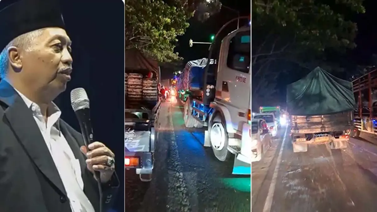 Ustadz Ghofar terjebak macet Ketapang saat hendak mengisi pengajian Maulid Nabi. Panitia menjemputnya dengan motor karena antrean mencapai Bangsring. (Tangkapan layar video yang direkam Ust Ghofar saat terjebak macet di Bangsring, Kamis 17 September 2026 malam)