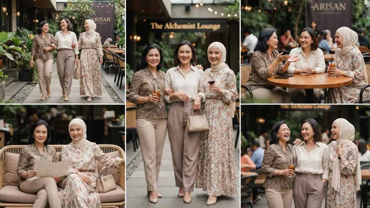 Bingung pose saat foto bertiga? Simak gaya kekinian ala TikTok untuk emak-emak, lengkap dengan prompt Gemini AI dan ChatGPT yang siap dipakai. (Gemini AI)