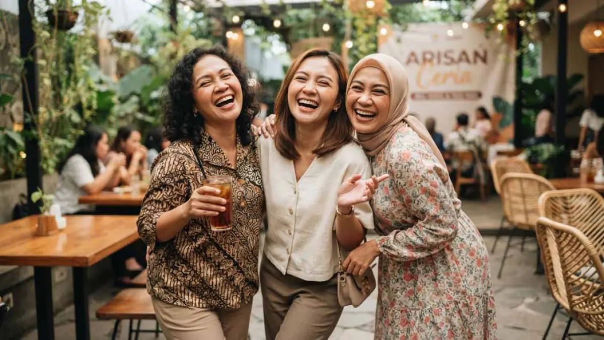 Tutorial foto bertiga untuk emak-emak dengan pose kekinian ala TikTok. Simak ide gaya, posisi kamera, hingga bantuan Gemini AI dan ChatGPT. (Gemini AI)