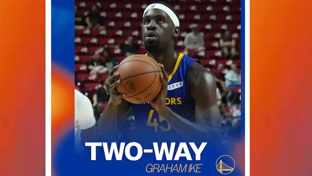 Graham Ike tak terpilih di NBA Draft 2026, tetapi tampil impresif di Summer League. Warriors kemudian memberinya kontrak two-way dua tahun. (Youtube @Golden State Warriors)