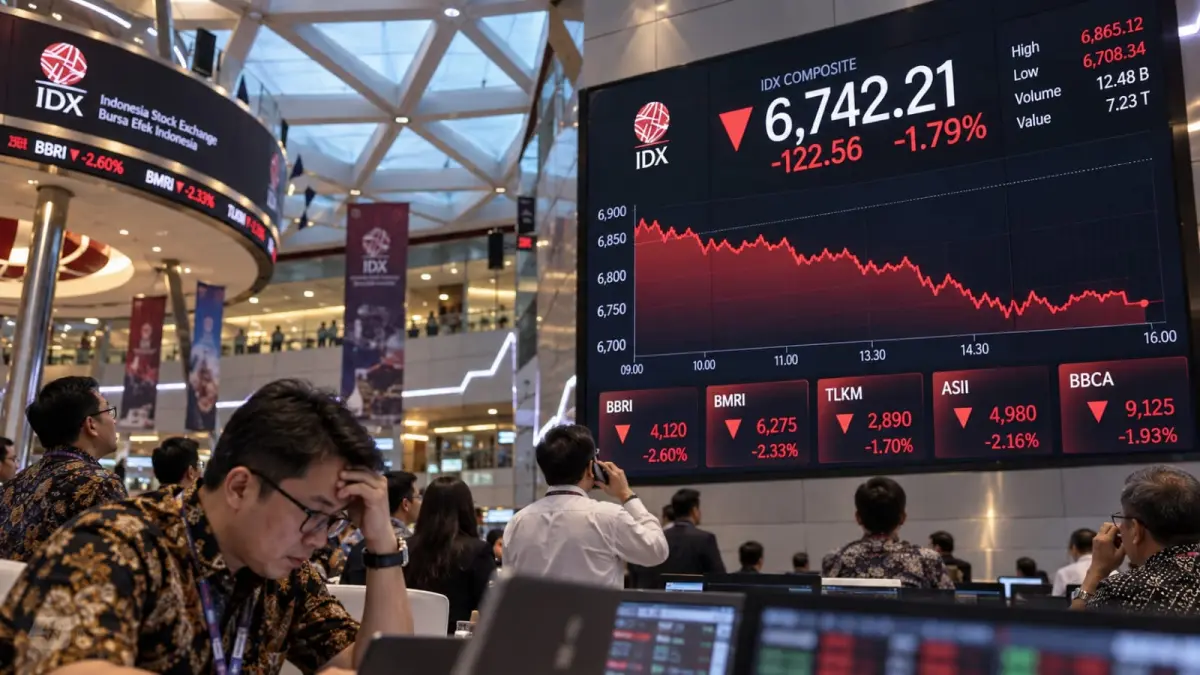 Pergerakan Indeks Harga Saham Gabungan (IHSG). IHSG kembali tertekan pada perdagangan Kamis, 24 September 2026, di tengah berlanjutnya jual bersih investor asing dan pelemahan rupiah terhadap dolar AS. (ChatGPT)