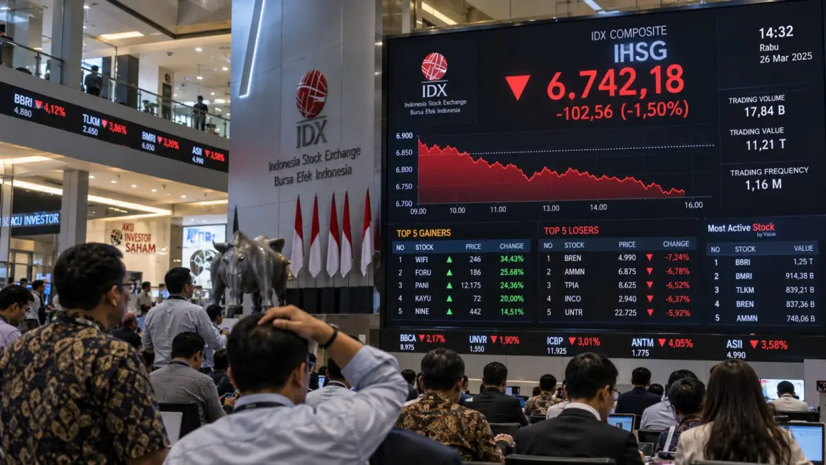 Pergerakan Indeks Harga Saham Gabungan (IHSG) menjadi perhatian investor menjelang perdagangan Jumat (25/9), setelah indeks terkoreksi 1,20 persen pada sesi sebelumnya. (ChatGPT)