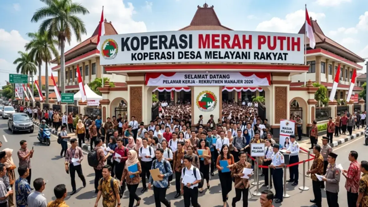 Ilustrasi ribuan pelamar kerja untuk posisi manajer koperasi desa merah putih. (AI - JawaPos.com)