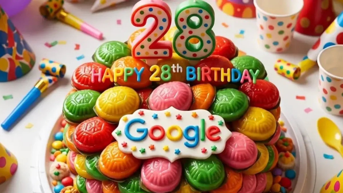 Google Indonesia merayakan hari jadi Google yang ke 28 dengan memposting aneka ragam hue ulang tahun dengan jajanan khas Indonesia (Foto: Dok. Instagram Google Indonesia)
