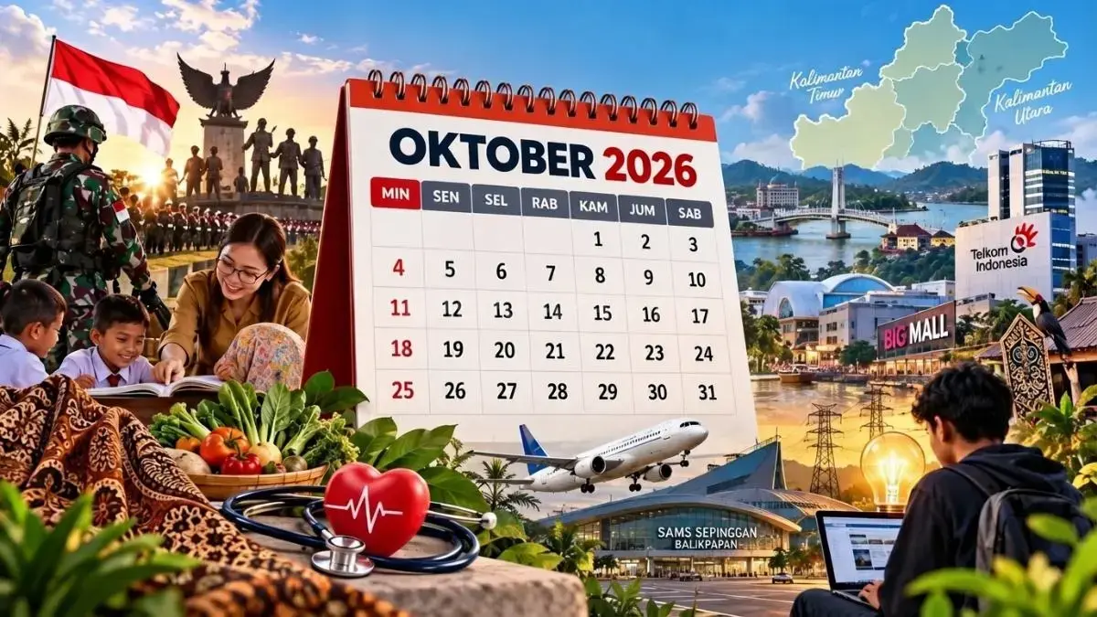 Oktober 2026 tidak memiliki tanggal merah dan cuti bersama. Simak jadwal libur nasional 2026 serta tanggal libur berikutnya pada Desember.(balikpapantv)
