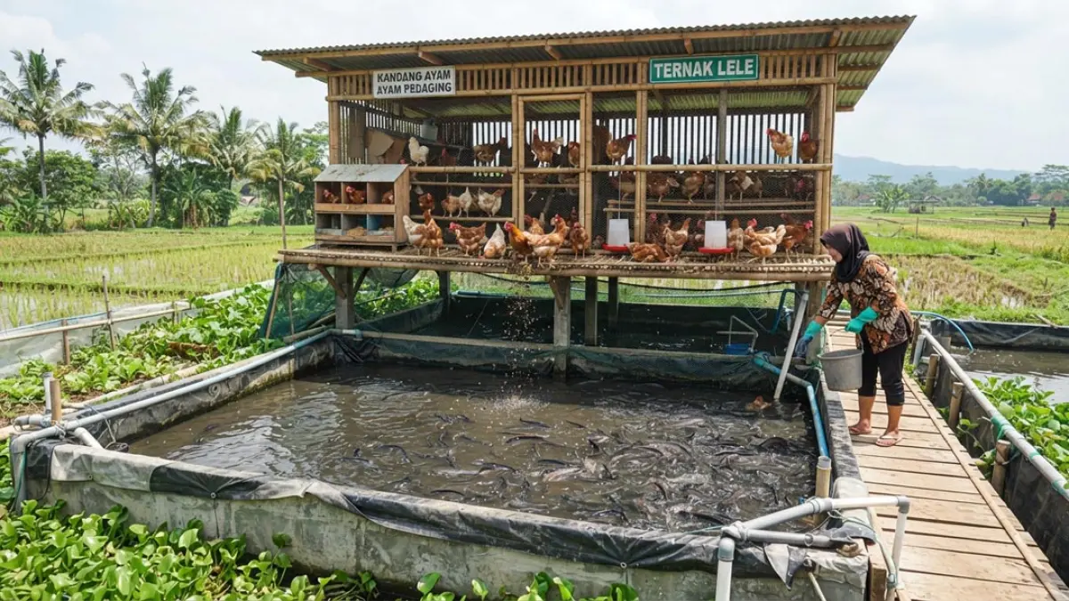 Ingin panen ayam dan lele sekaligus? Pemula perlu tahu cara aman untuk memulainya. (Ilustrasi Gemini AI)